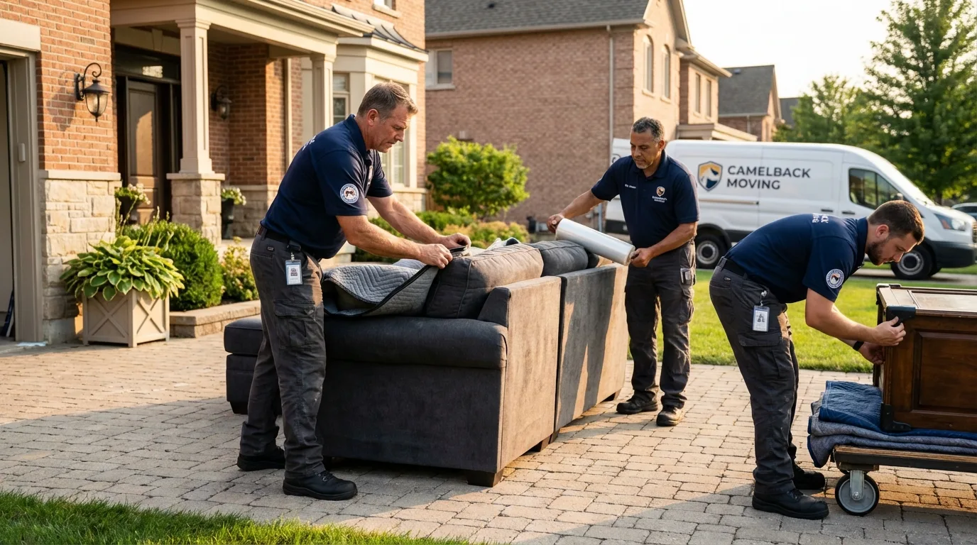Large estate moving crew wrapping furniture in Gordo, AL